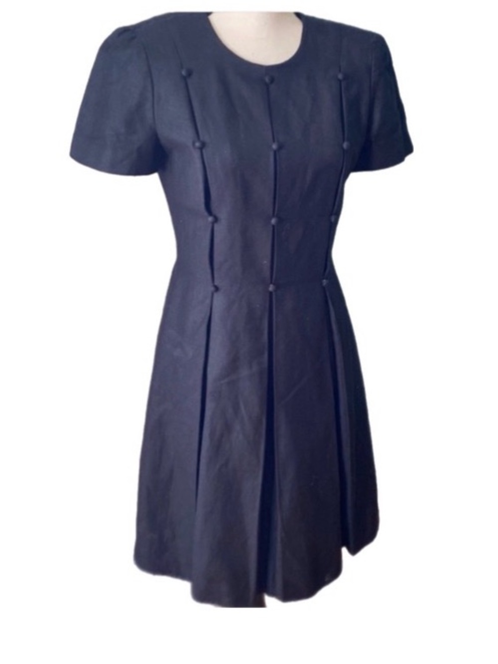 Depeché Vintage classic short sleeves pleats work summer black little dress